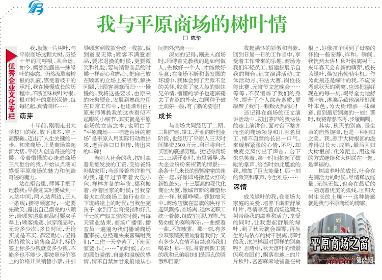 我與平原商場(chǎng)的樹葉情